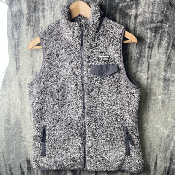 L.L. Bean Jackets & Blazers - L. L. Bean Women's Hi-Pile Fleece Vest Frost Gray Heather Sz Small
